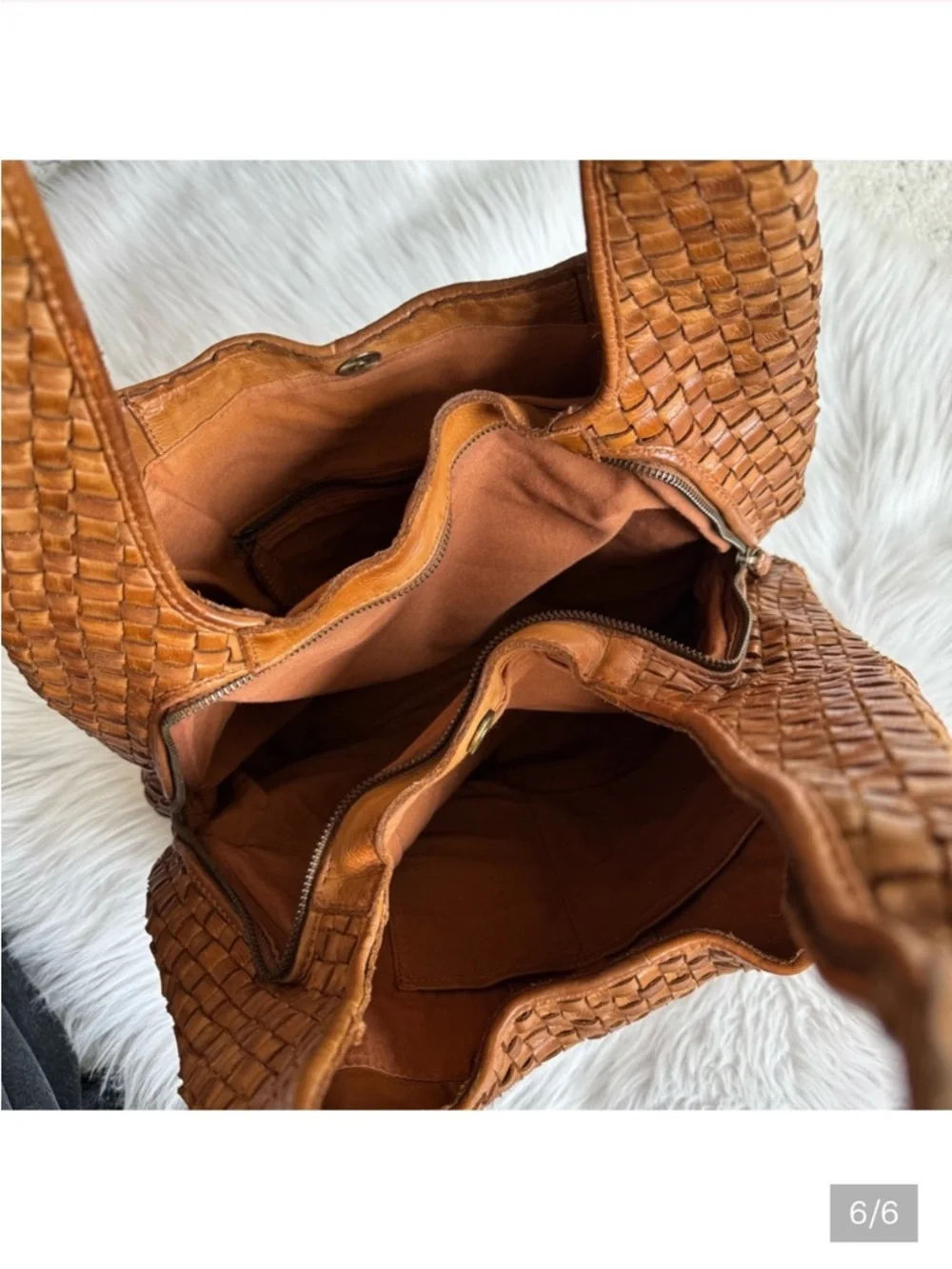 Woven Leather Hobo Bag - Brown - Picture 6 of 6